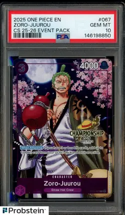 2025 One Piece EN Championship 25-26 Event Pack #067 Zoro-Juurou PSA 10 GEM MINT - Image 1