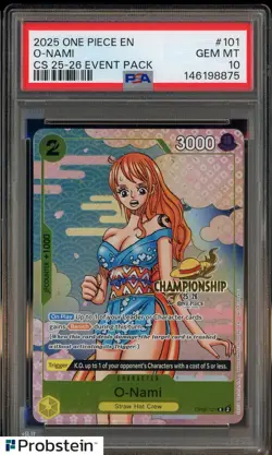 2025 One Piece EN CS 25-26 Event Pack #101 O-Nami PSA 10 GEM MINT - Image 1
