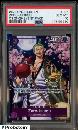2025 One Piece EN Championship 25-26 Event Pack #067 Zoro-Juurou PSA 10 GEM MINT - Image 1