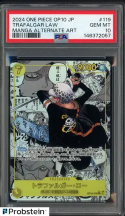 2024 One Piece OP10 Japanese #119 Trafalgar Law Manga Alternate Art PSA 10 - Image 1