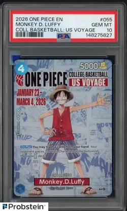2026 One Piece EN College Basketball US Voyage #055 Monkey D Luffy PSA 10 - Image 1