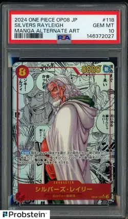 2024 One Piece OP08 Japanese #118 Silvers Rayleigh Manga Alternate Art PSA 10 - Image 1