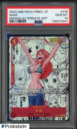 2024 One Piece Japanese PRB01 Manga Alternate Art #016 Nami PSA 10 GEM MINT - Image 1