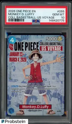 2026 One Piece EN College Basketball US Voyage #055 Monkey D Luffy PSA 10 - Image 1