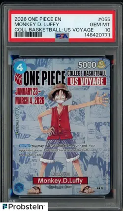 2026 One Piece EN College Basketball US Voyage #055 Monkey D Luffy PSA 10 - Image 1