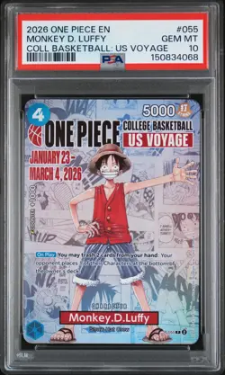 2026 ONE PIECE PROMOS ONE PIECE COLLEGE BK: US VOYAGE MONKEY D. LUFFY PSA 10 - Image 1