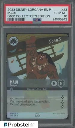 2023 Disney Lorcana EN P1 D100 Collector's Choice #23 Maui PSA 10 GEM MINT - Image 1
