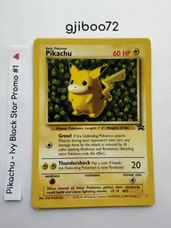 Pokemon IVY Pikachu Black Star 1 - League Promo Exclusive WotC - 1999 Card NM NP - Image 1