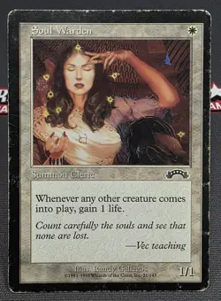 MTG Soul Warden- DAMAGED -Exodus Magic the Gathering Card #021 - Image 1