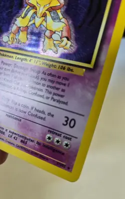 Pokemon TCG Alakazam Holo Rare Card 1/102 Base Set 1999 Unlimited HP - Image 2