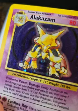 Pokemon TCG Alakazam Holo Rare Card 1/102 Base Set 1999 Unlimited HP - Image 3