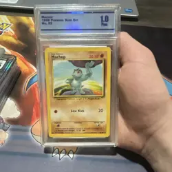 Pokemon Machop 052/102 Base Set Crown Collectibles Graded Common Regular Card - Image 1