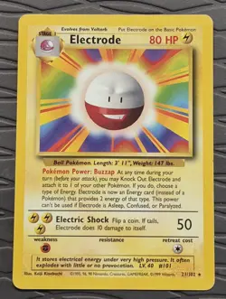 Pokemon Electrode 21/102 Non-Holo Rare Base Set Pokemon Card - Image 1