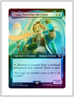 1x O'aka, Traveling Merchant, Extended Art Foil, Final Fantasy, Magic MTG NM - Image 1