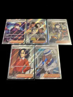 Pokemon Full Art Trainer Lot (5 Cards) – Morty, Poppy, Giacomo – Near Mint - Image 1