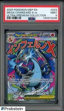 2025 Pokemon TCG MEP EN UPC #023 Mega Charizard X ex PSA 9 MINT - Image 1