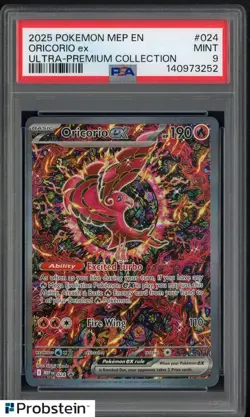 2025 Pokemon MEP EN BSP Ultra Premium Collection #024 Oricorio ex PSA 9 MINT - Image 1