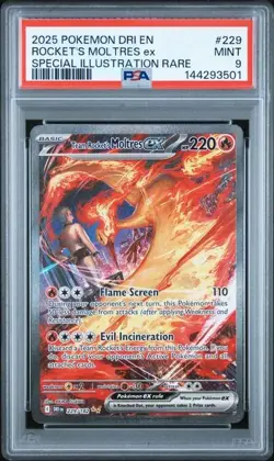 2025 POKEMON DRI EN-DESTINED RIVALS #229 ROCKET'S MOLTRES ex SPECIAL ILLUSTRATIO - Image 1