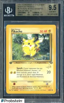 1999-02 Pokemon WOTC American Promos #0 Pikachu Gold Stamped Duelist BGS 9.5 - Image 1