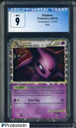 2010 Pokemon HG & SS Undaunted #81/90 Espeon Holo CGC 9 MINT - Image 1