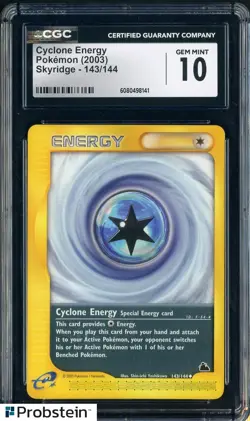 2003 Pokemon Skyridge #143/144 Cyclone Energy CGC 10 GEM MINT - Image 1