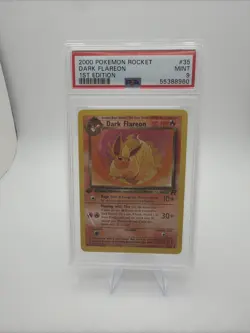 First Edition 2000 Pokemon Rocket 35/82 Dark Flareon PSA Mint 9 CRACK IN SLAB - Image 1