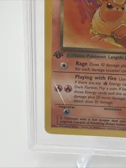 First Edition 2000 Pokemon Rocket 35/82 Dark Flareon PSA Mint 9 CRACK IN SLAB - Image 2