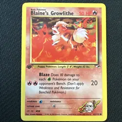 Blaine’s Growlithe 62/132 1st Edition Gym Heroes WOTC Vintage Pokemon - Image 1