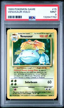 Pokemon Venusaur Base Set Holo Rare 15/102 PSA 9 English Mitsuhiro Arita - Image 1