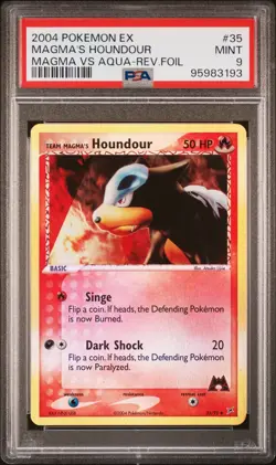 Pokemon PSA 9 MINT Team Magma's Houndour 35/95 EX TM Magma vs TM Aqua Rev Pop 38 - Image 1