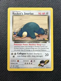 Rocket's Snorlax #33/132 Non-Holo Rare Gym Heroes 2000 Pokemon 33/132-NM/LP - Image 1