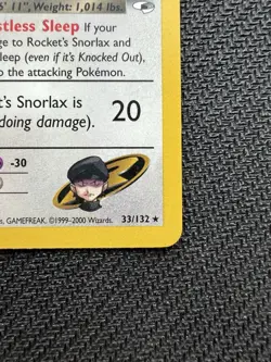 Rocket's Snorlax #33/132 Non-Holo Rare Gym Heroes 2000 Pokemon 33/132-NM/LP - Image 4