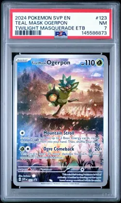 PSA 7 2024 POKEMON PROMO #123 TEAL MASK OGERPON TWILIGHT MASQUERADE ETB - Image 1