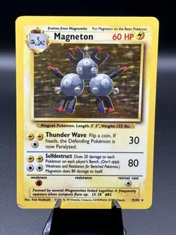 Pokemon TCG Magneton 9/102 Base Set Unlimited Holo Rare LP+ - Image 1
