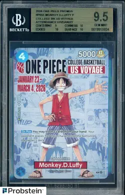 2026 Monkey D Luffy One Piece Promo College Basketball US Voyage BGS 9.5 - Image 1