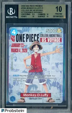 2026 Monkey D Luffy One Piece Promo College Basketball US Voyage BGS 10 PRISTINE - Image 1