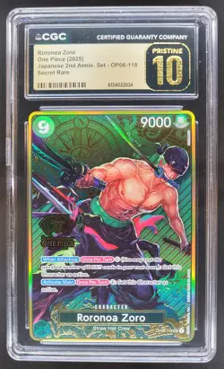 2025 ONE PIECE RORONOA ZORO SECRET RARE OP06-118 CGC 10 PRISTINE RC7 - Image 1