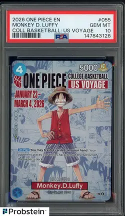 2026 One Piece EN College Basketball US Voyage #055 Monkey D Luffy PSA 10 - Image 1
