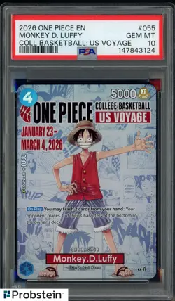 2026 One Piece EN College Basketball US Voyage #055 Monkey D Luffy PSA 10 - Image 1