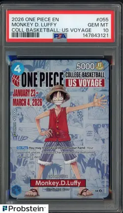 2026 One Piece EN College Basketball US Voyage #055 Monkey D Luffy PSA 10 - Image 1