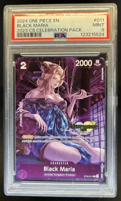 2023-24 One Piece Bandai Game Fest Black Maria Promos Celebration ST04-011 PSA 9 - Image 1