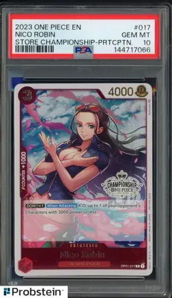 2023 One Piece EN Store Championship Participation #017 Nico Robin PSA 10 - Image 1