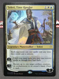 MTG FOIL Teferi, Time Raveler- DAMAGED -Prerelease Promo Magic Card #221 - Image 1