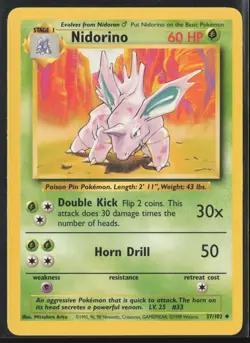 Nidorino Uncommon Base Set 037/102 LP Pokemon Card - Image 1