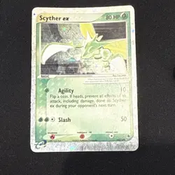 Pokemon Scyther EX 102/109 Holo Card Ruby and Sapphire 2003 Swirl - Image 1