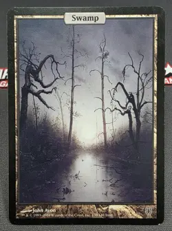 MTG Swamp- DAMAGED -Unhinged Magic the Gathering Card #138 - Image 1