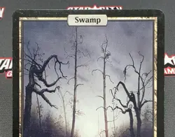 MTG Swamp- DAMAGED -Unhinged Magic the Gathering Card #138 - Image 3