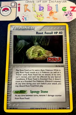 ROOT FOSSIL 86/108 LP Reverse Holo Foil EX Power Keepers Stamp Pokemon Card! - Image 1