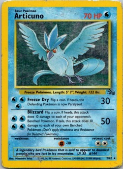 Articuno - 2/62 - Pokemon Fossil Unlimited Holo Rare Card WOTC HP - Image 1