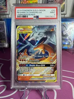 PSA 9 Reshiram & Charizard GX Holo Pokemon Unbroken Bonds #20/214 - Image 1